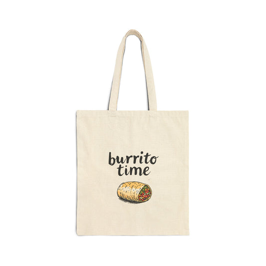 words 'burrito time' with an image of a burrito below it